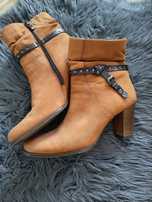 Skórzane botki Leone# buty przejściowe na obcasie r. 41