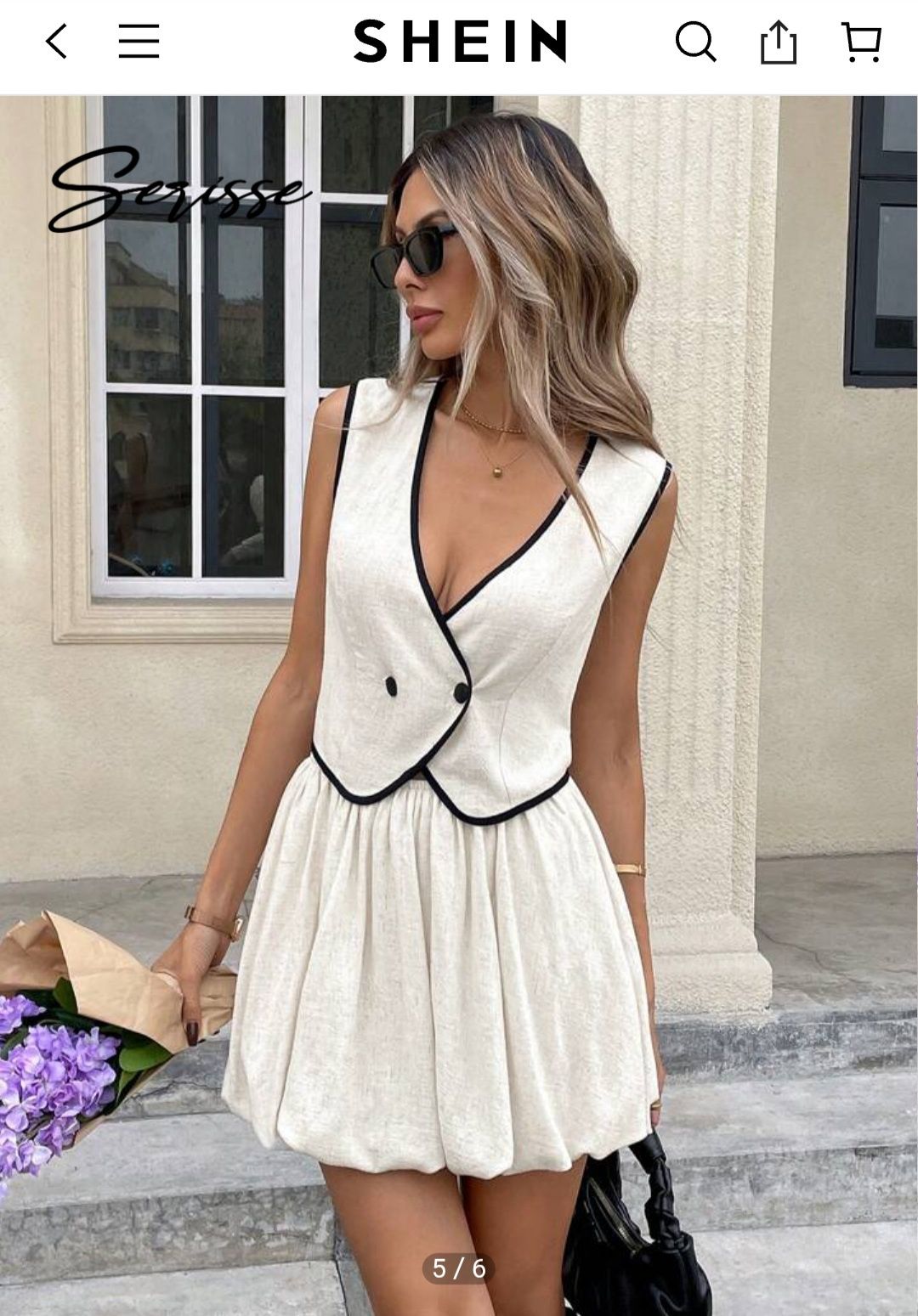 Літній костюм з льону желет зі спідницею Sheine