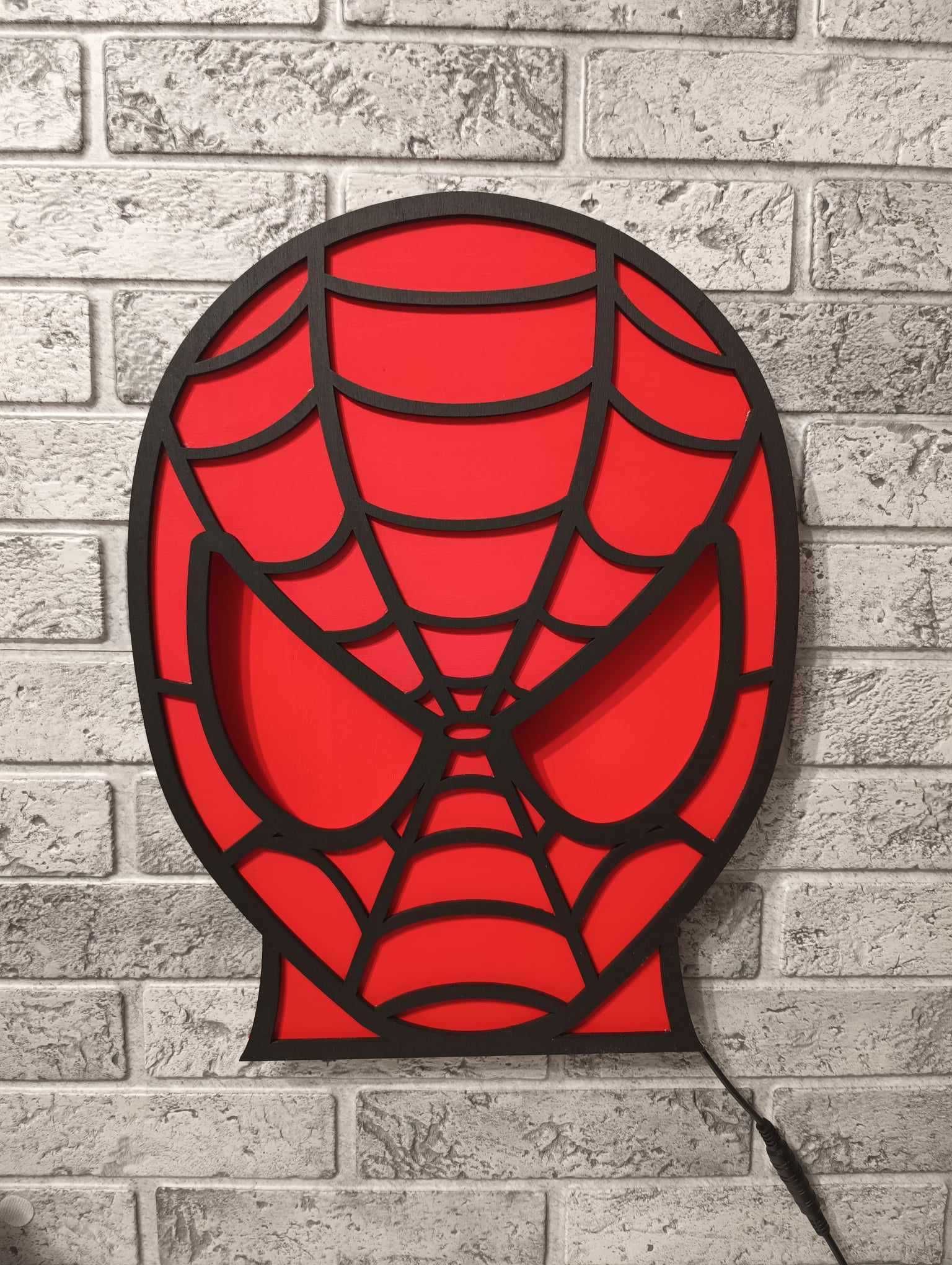 Drewniana lampka nocna led SPIDERMAN maska + gratis 40cm !!!