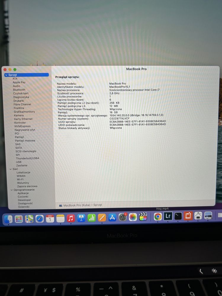 MacBook Pro 15’’ 2019 Retina Intel i7 2,6 HRz