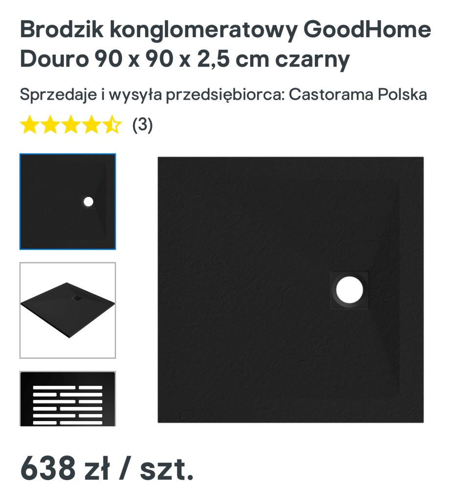 Brodzik konglomeratowy na wymiar GoodHome Duoro