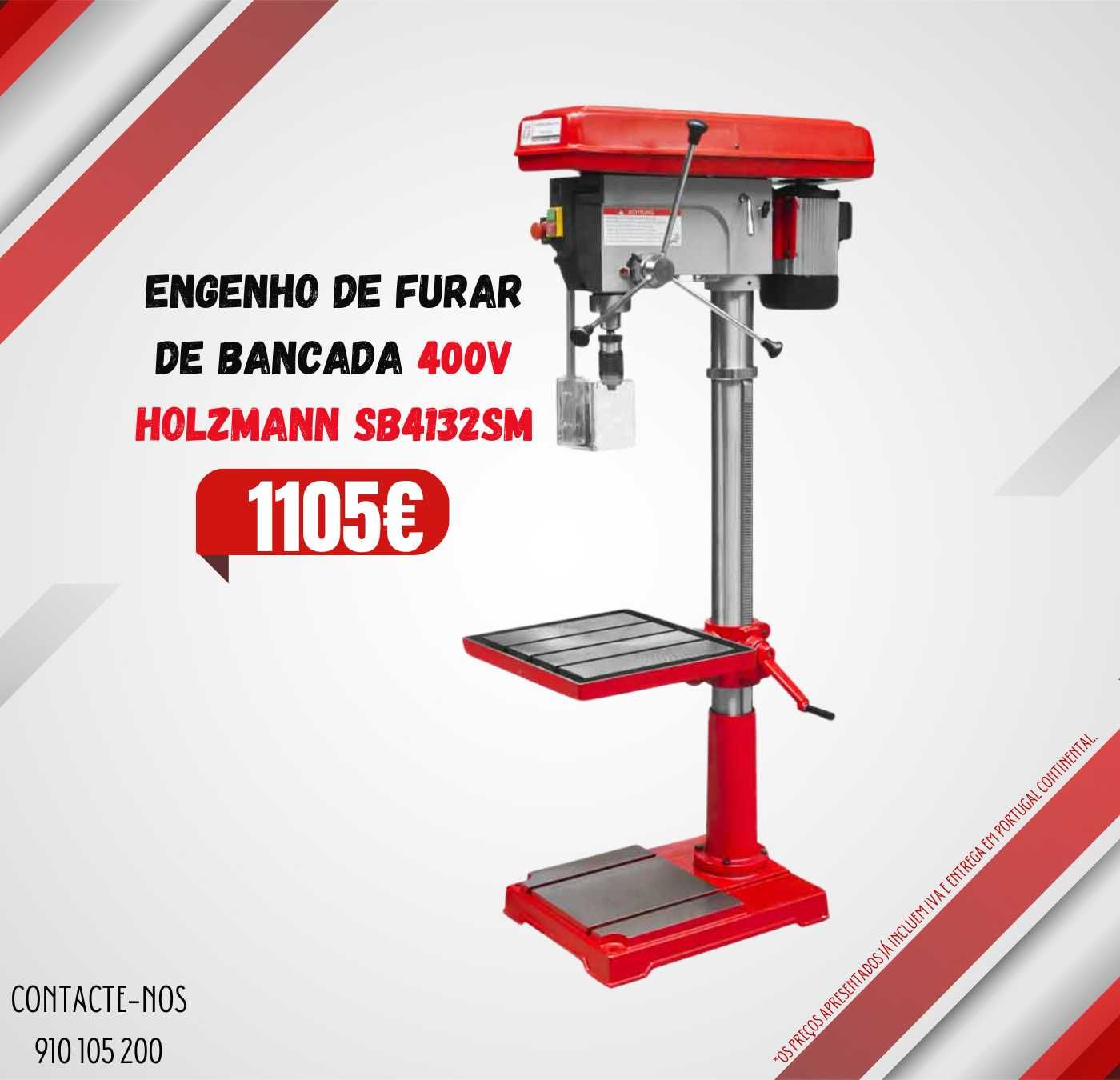 Engenho de Furar de Bancada Trifásico HOLZMANN 2200W 32mm JL20