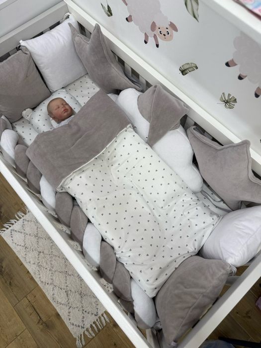 Бортики комплект постільне в ліжечко конверт коса