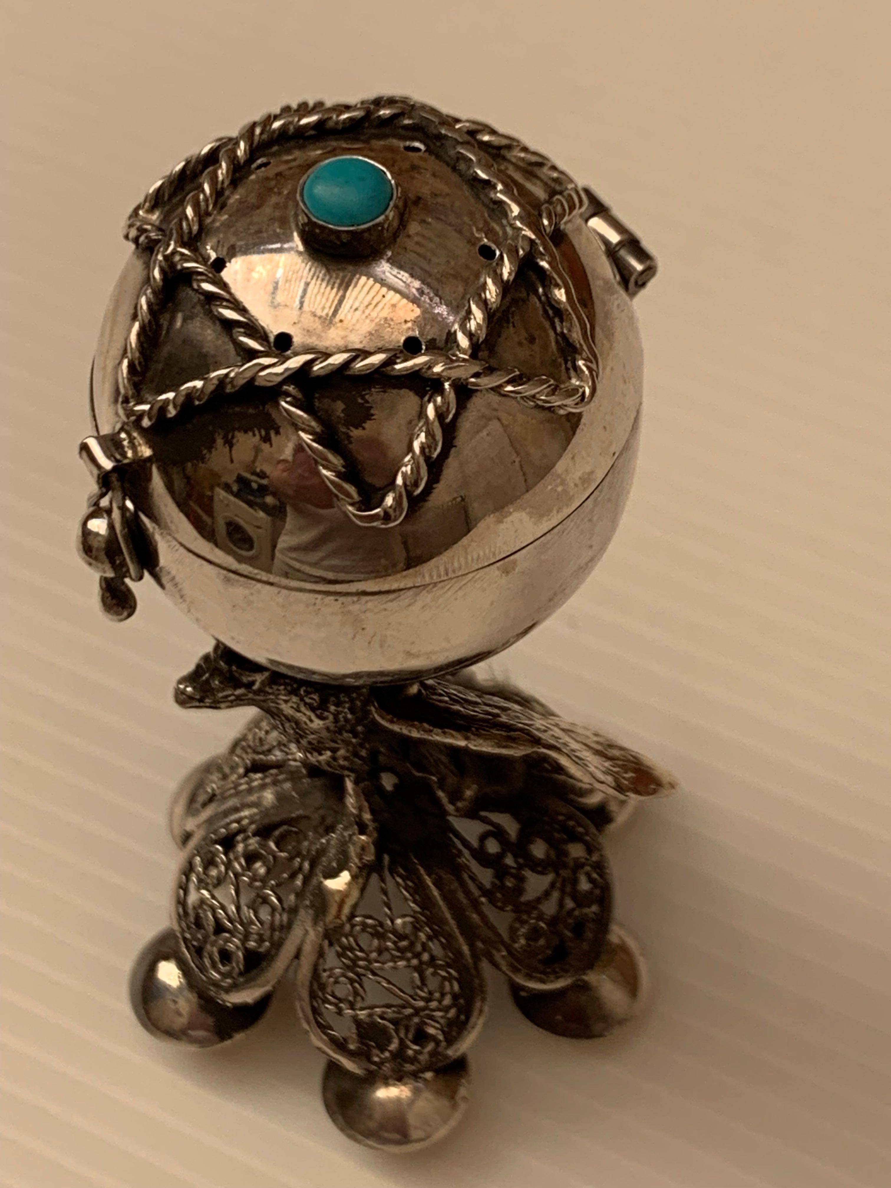 Caixa Judaica de Besamim para Havdala , prata 875 , séc. 19