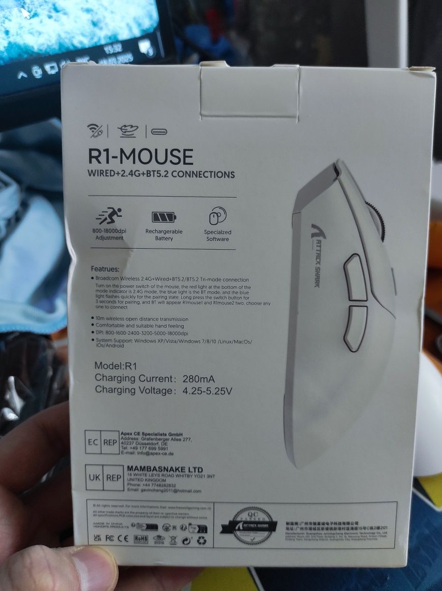 Бездротова ігрова мишка Attack Shark x3, форма logitech superlight,