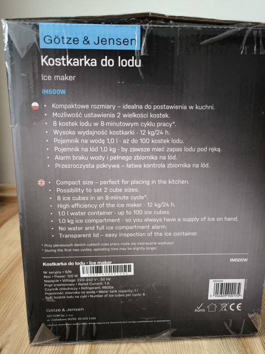 Kostkarka do lodu GÖTZE & JENSEN IM500W