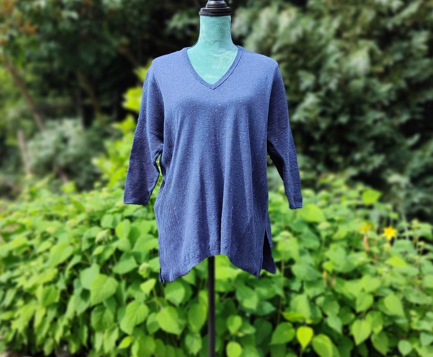 Granatowy sweter bluzka Mango S 35 M 38 oversize granat bawełna