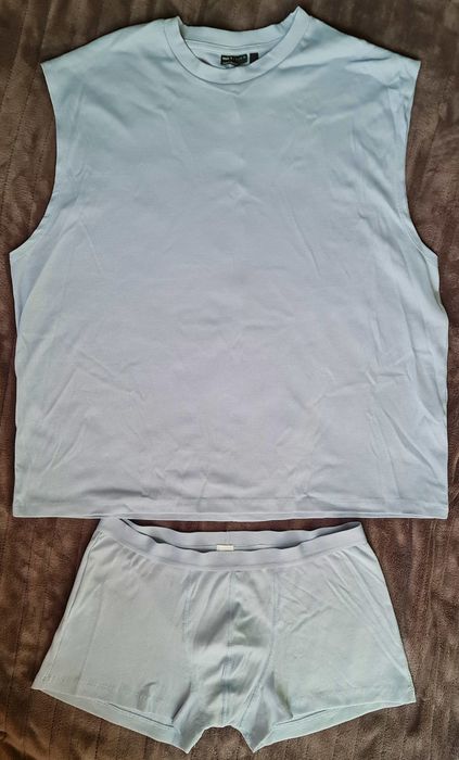 Zestaw bokserki i koszulka z bawełny prążkowanej ASOS