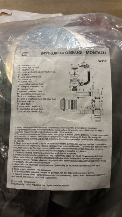 Sprzedam syfon do zlewu jednokomorowego