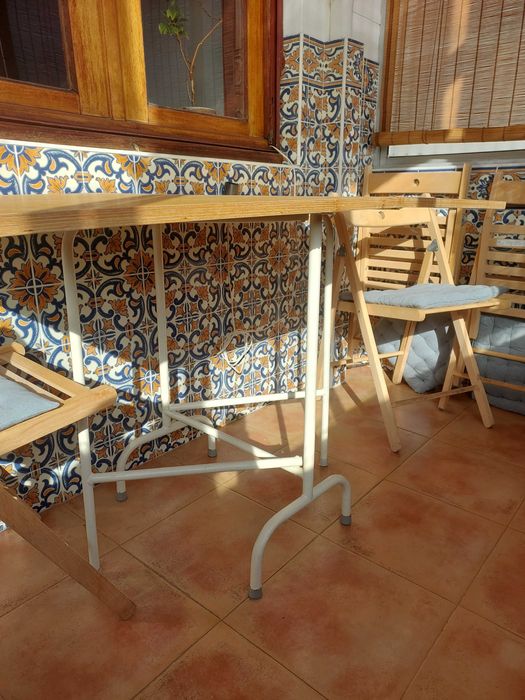 Mesa abas rebatível bétula pernas metálicas