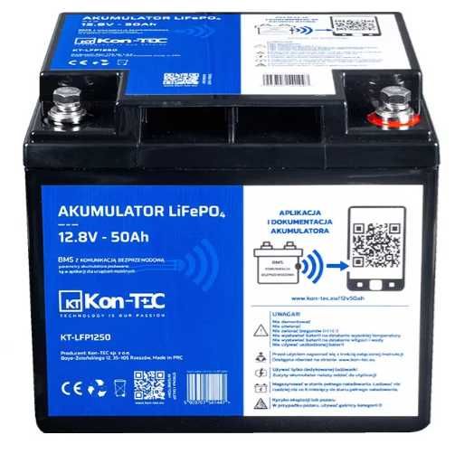 Akumulator LiFePO4 12V 50Ah KON-TEC do jachtu łodzi motorówki