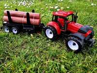 Czerwony Traktor z przyczepką I drewnem nowy ekstra prezent