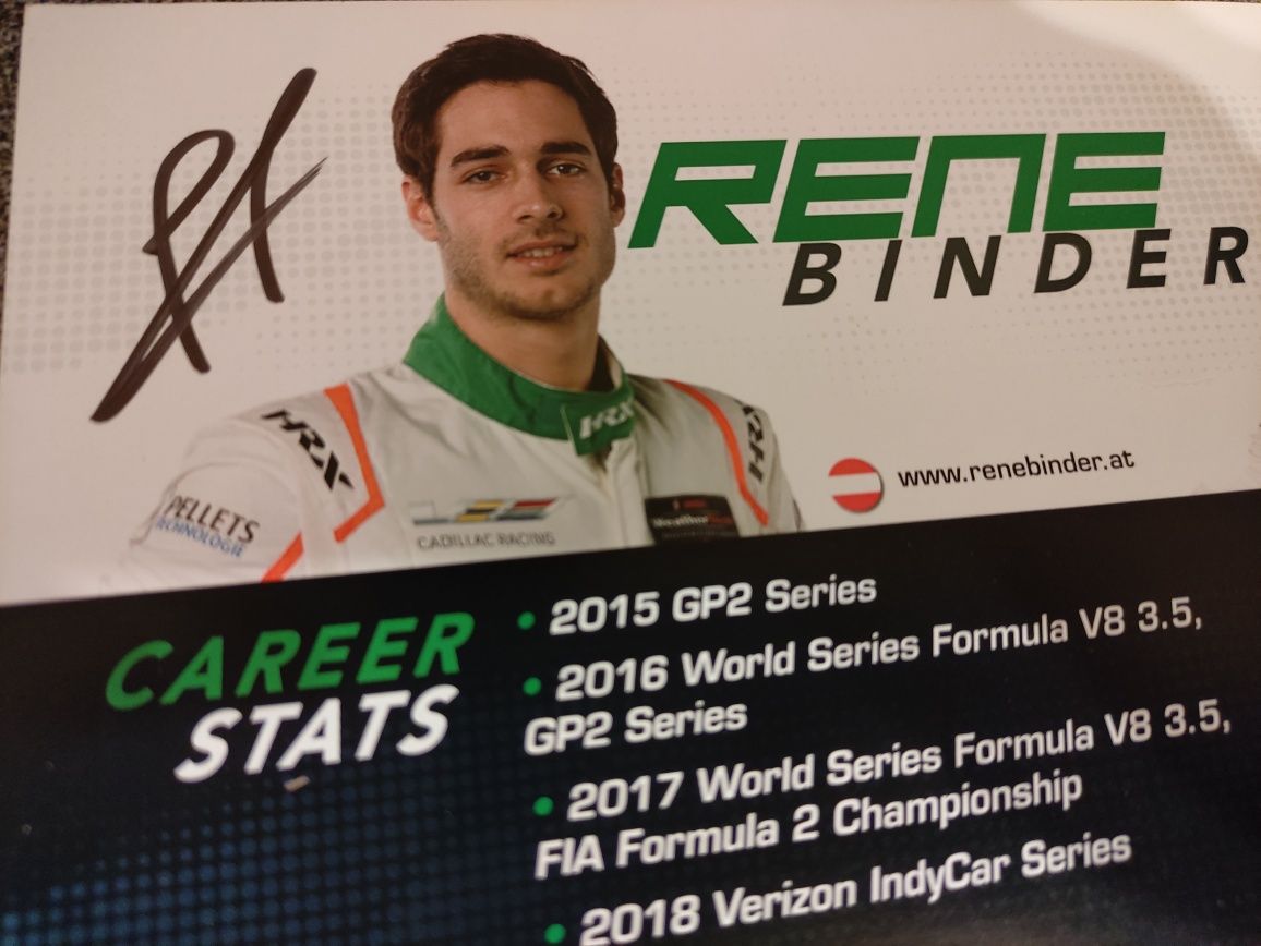 Autograf - René Rene Binder (F3) Formula Three GP2 Master Formuła Trzy