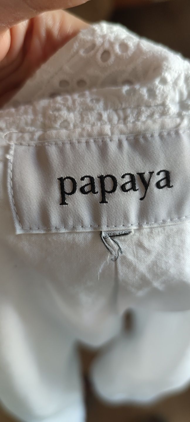 Letni żakiet z krótkim rękawem 100% bawełna Papaya haftowany ażurowy