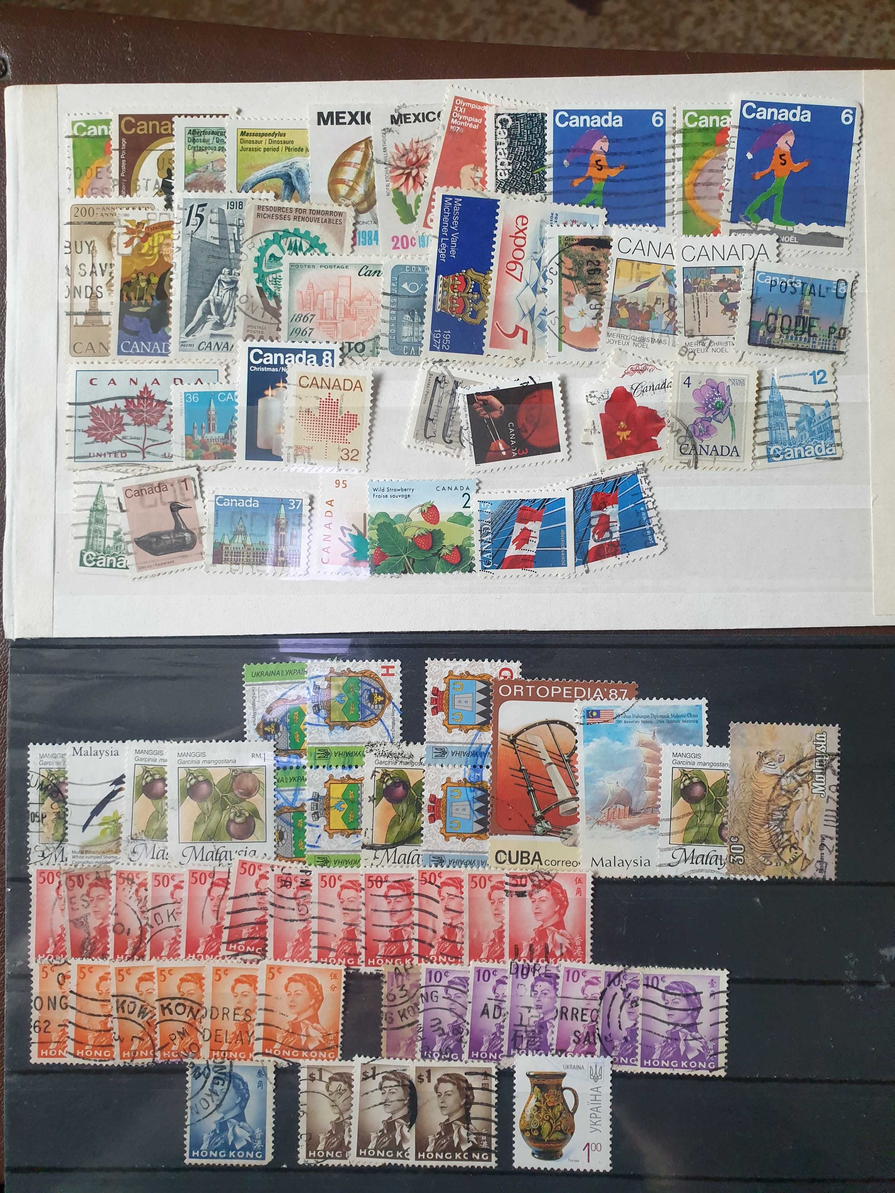 почтовые марки стран мира плюс альбом 12 листов 6 ячеек 19х15 см