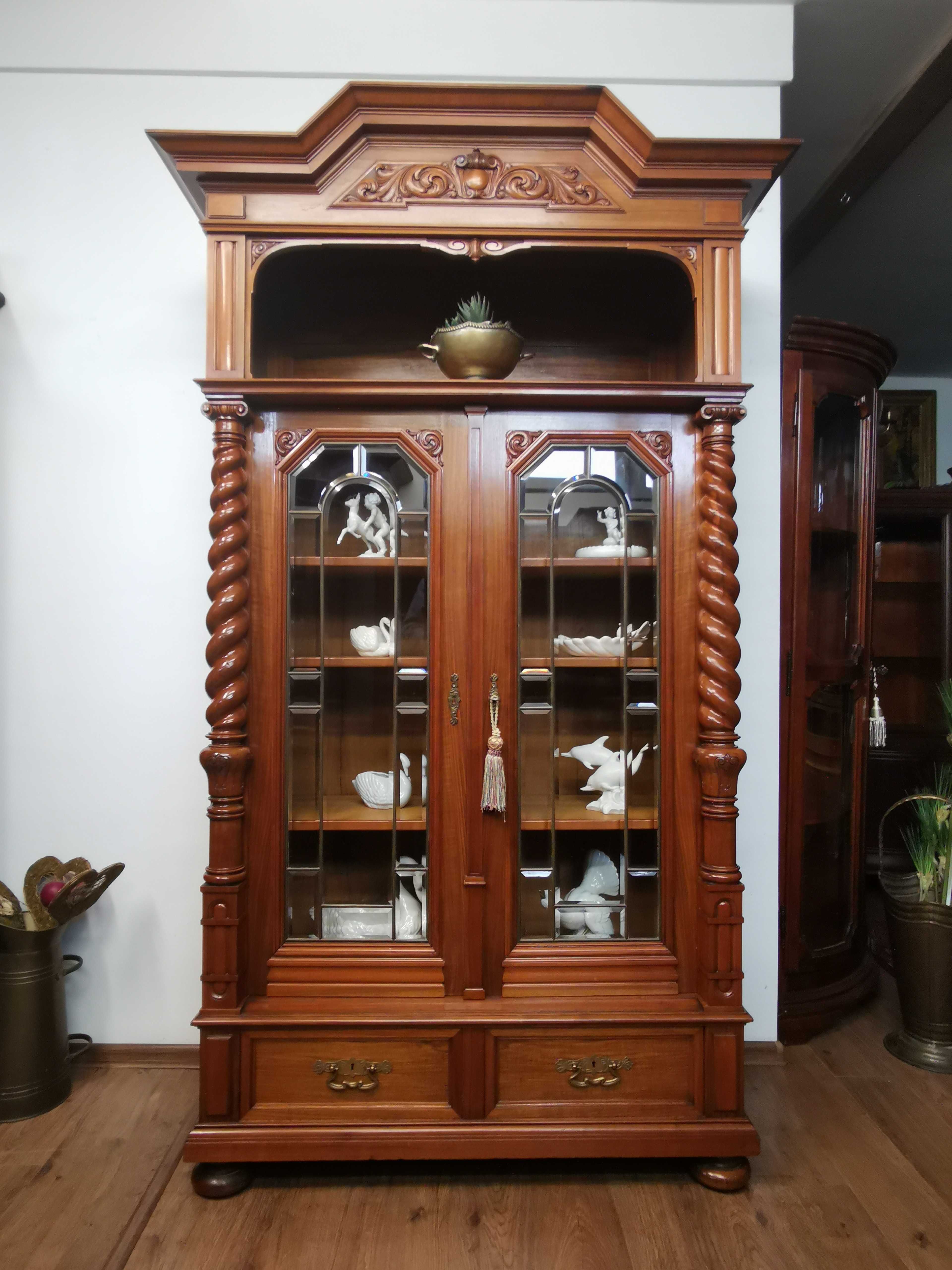 Śliczna dębowa witryna biblioteczka antyk 731/2025