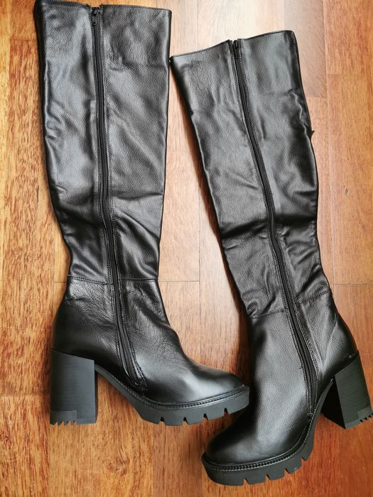 Buty zimowe damskie kozaki OLEKSY skóra naturalna