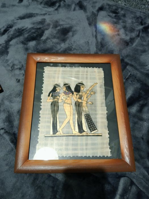 Obraz egipski na papirusie obrazy 3 sztuki