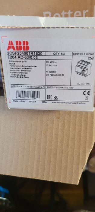 Wyłącznik różnicowoprądowy F204 AC-63/0,03 4P 63A 0,03A typ AC