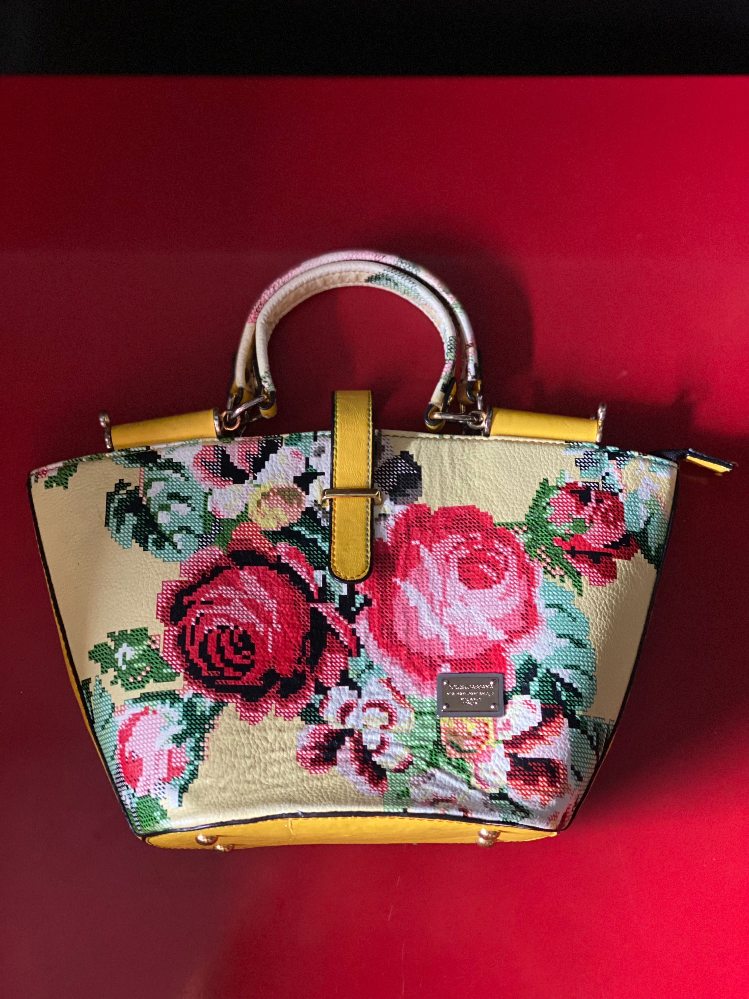 Torebka do ręki shopper bag w kwiaty D&G