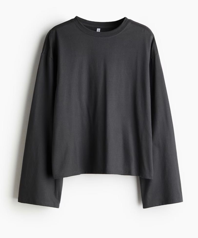 Лонгслив H&M сірий чорний 550