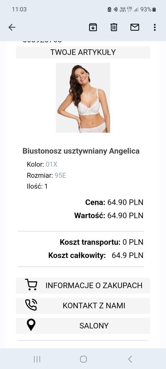 Biustonosz biały Estoiq 95E