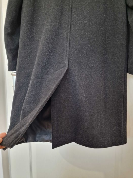 Elegancki, gruby, ciepły, czarny, długi płaszcz męski r. 188 cm XL/XXL
