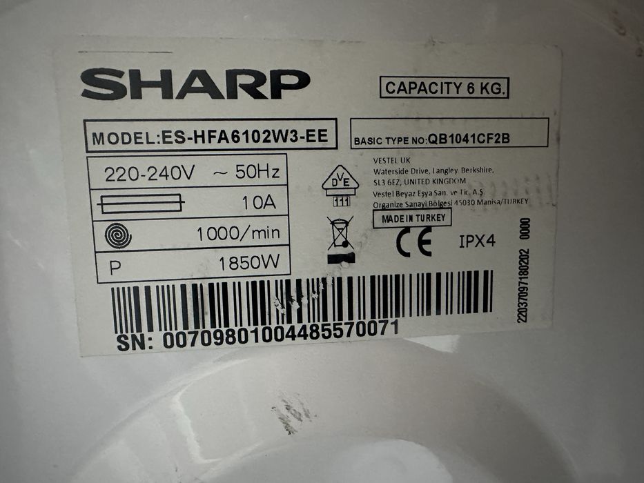 Пральна машина Sharp на 6 кг