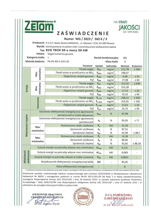 Kocioł c.o. na ekogroszek kotły z podajnikiem piece 5 klasy 50 kW