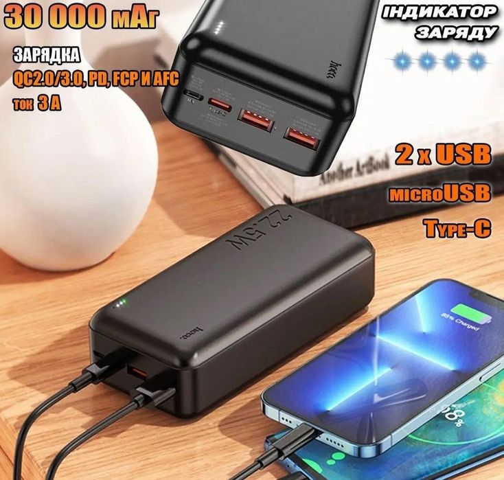 Павербанк Hoco 30000mAh(22.5w).швидка зарядка