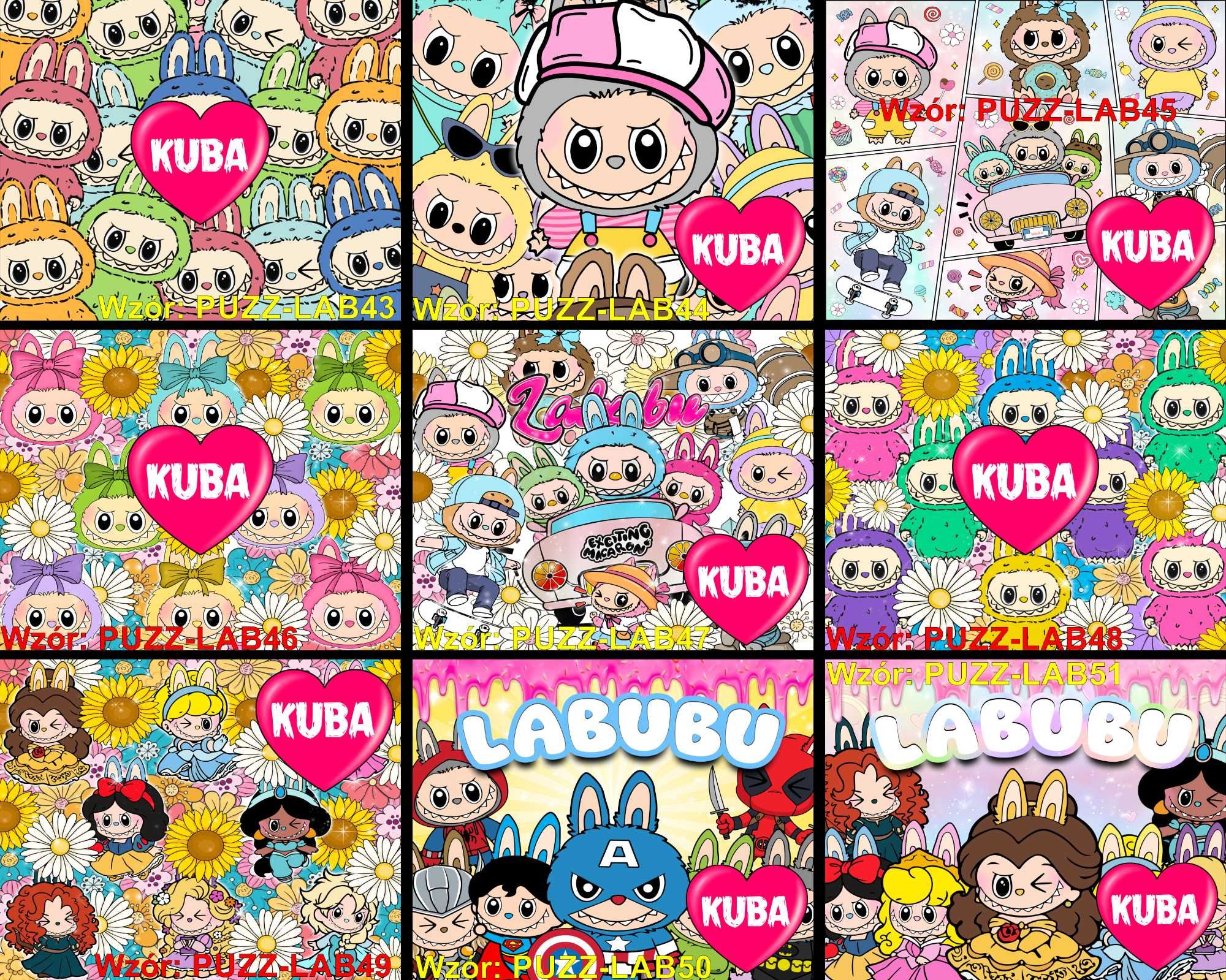 Puzzle A3 A4 LABUBU z imieniem personalizowane różne WZORY rozmiary