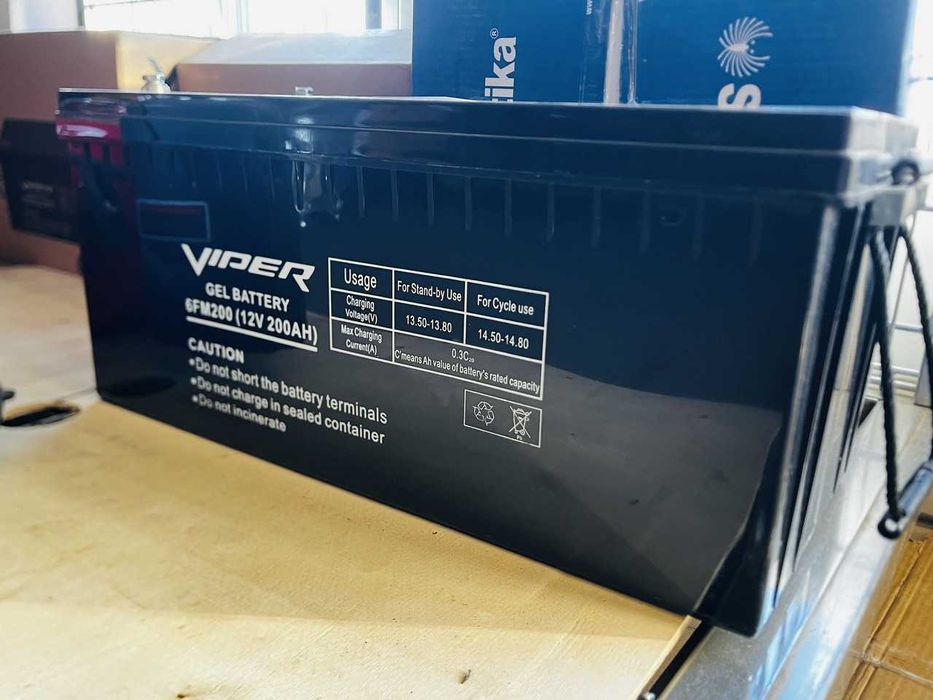 Гелевый аккумулятор Viper 6FM200 12V 200Ah Гелиевый АКБ 100/200Ah