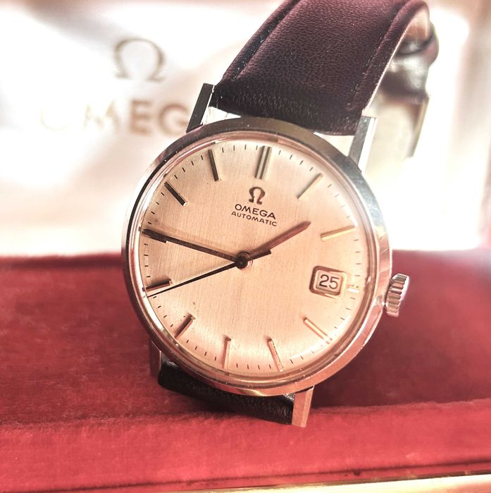 Zegarek „OMEGA AUTOMATIC” 24 JEWELS + pudełko. Lata 60 ubiegłego wieku