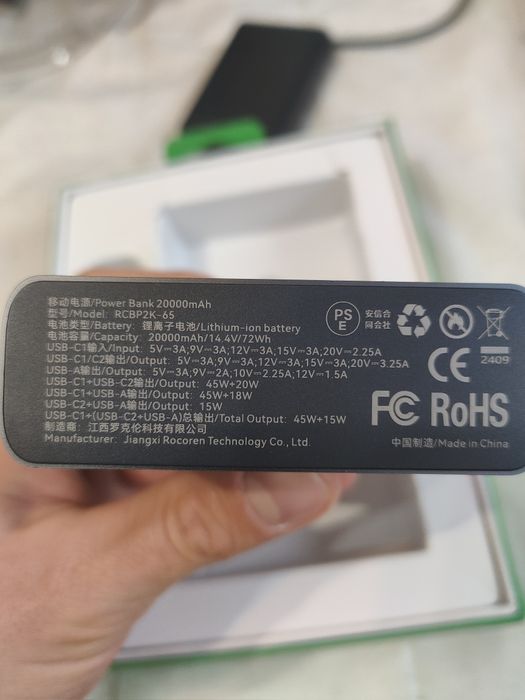 Powerbank 65W 20000 mA notebooka laptopa