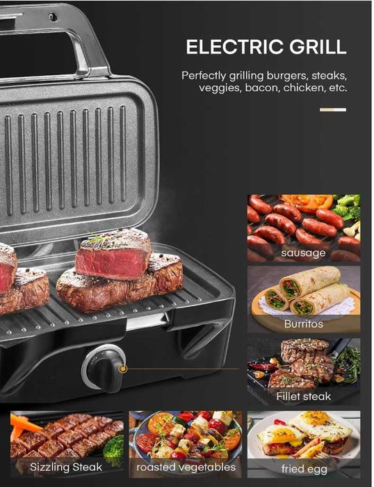 Toster 1200 W opiekacz do kanapek grill gofrownica 3 w 1, 5-biegowa