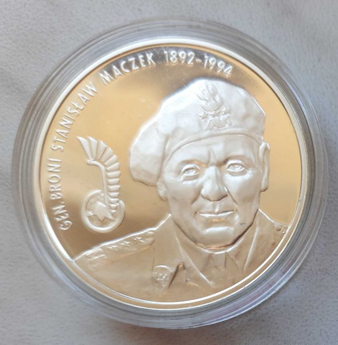 2 srebrne monety 10 zł: gen. St. Maczek i gen. St. Sosabowski
