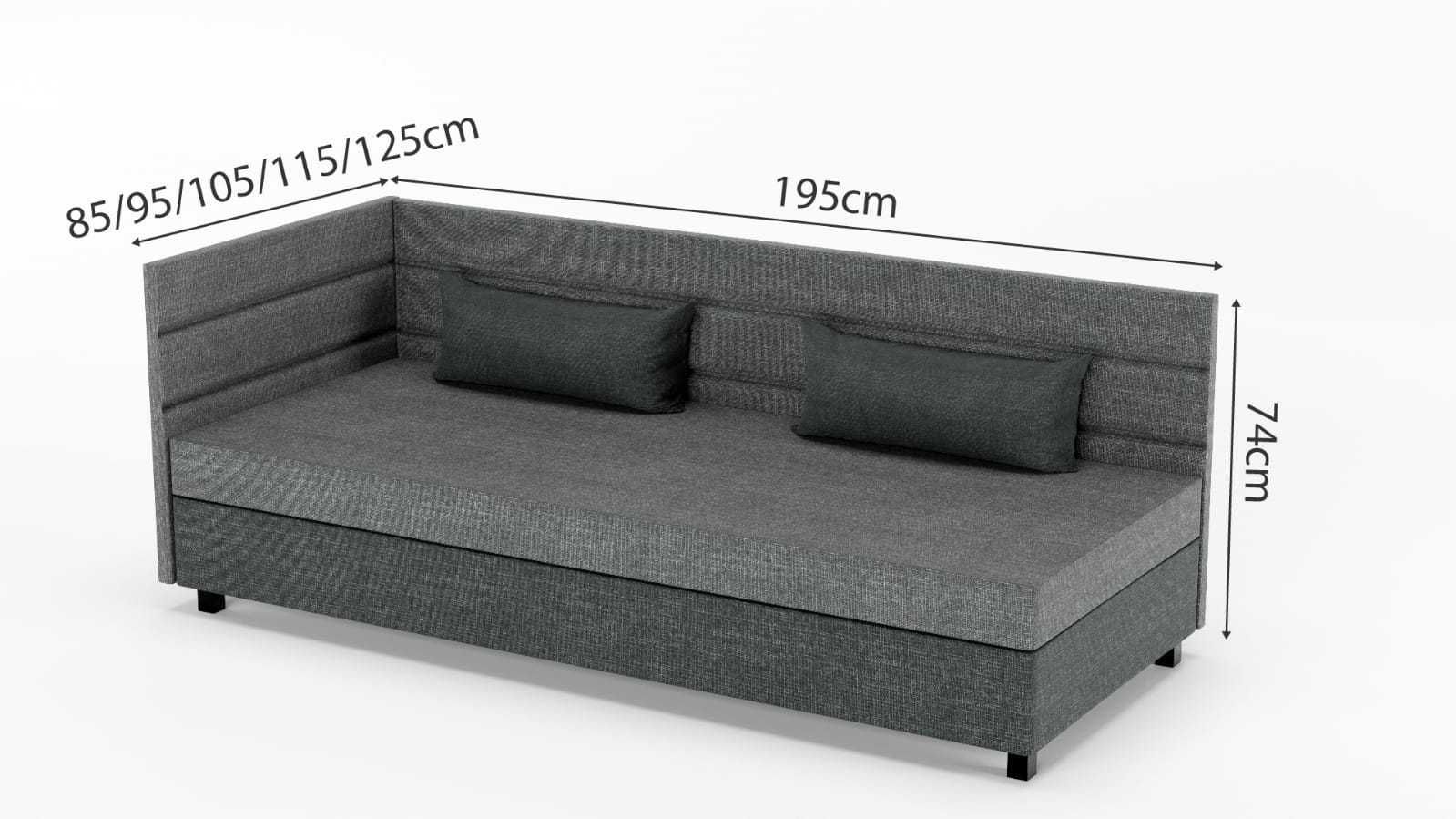 Sofa tapczan młodzieżowy NOWY 80/195 z pojemnikiem