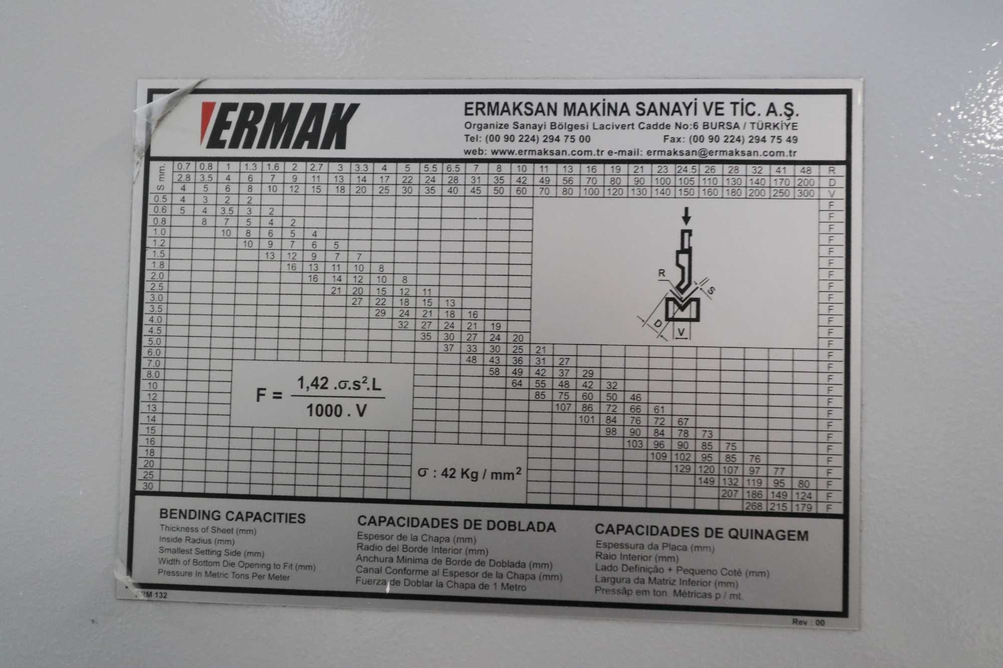 Prasa krawędziowa Ermaksan 2100x40