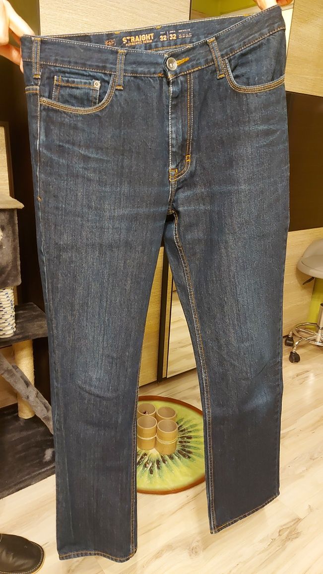 Dżinsy męskie - spodnie jeans straight 32/32 granatowe