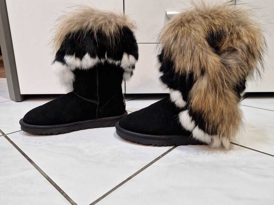 EMU botki - czarne śniegowce z naturalnej skóry