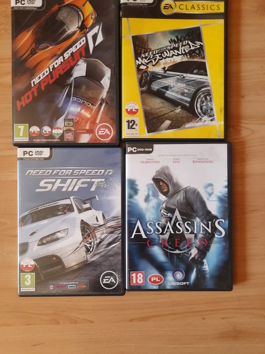 Need for speed Most wanted Shift Hot pursuit Asssssins creed PC
