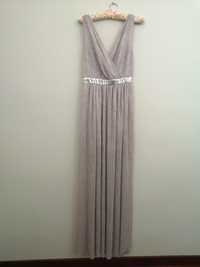 Sukienka maxi długa elegancka błyszcząca s 36 marki salsa lila liliowa