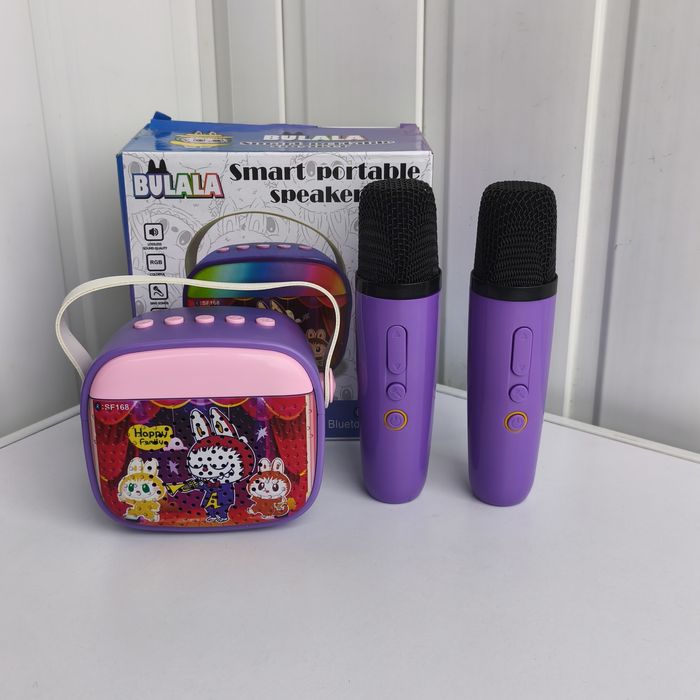 Караоке, міні колонка з двома мікрофонами Лабуба