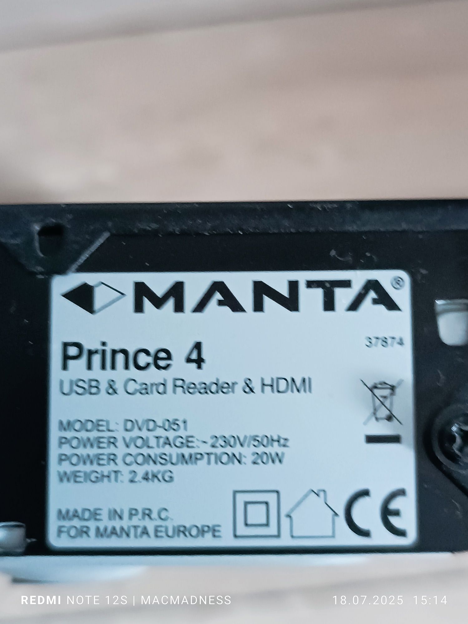 Manta dvd  051 prince 4 hdmi