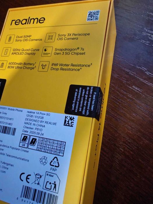 Realme 14 Pro+ 12/512GB Szary,nowy fabrcznie zapakowany GW24