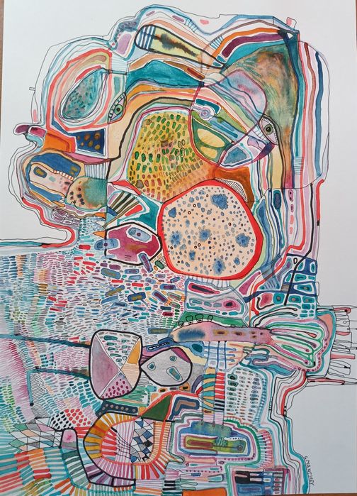 Obraz akwarelowy, akwarela, abstrakcja, praca autorska, format A3