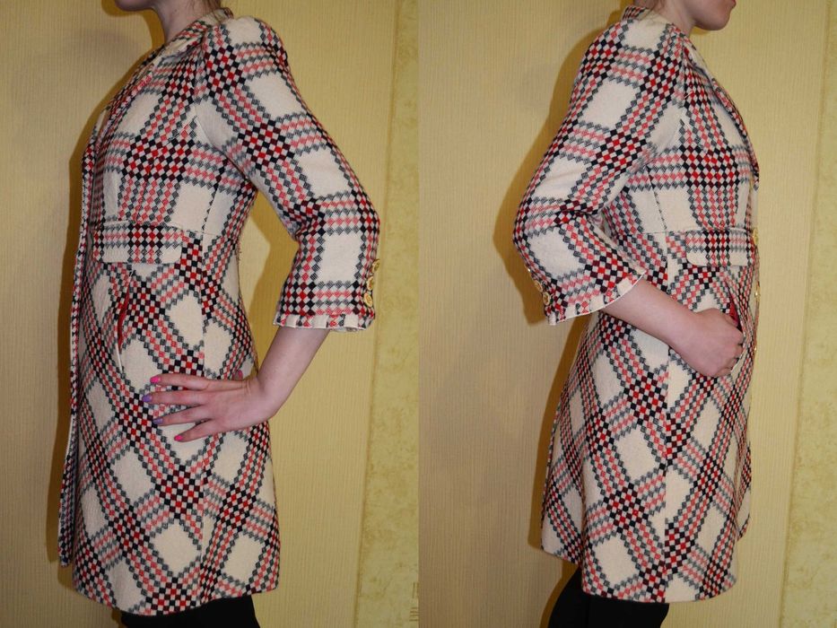 Шерстяное пальто в клетку Juicy Couture