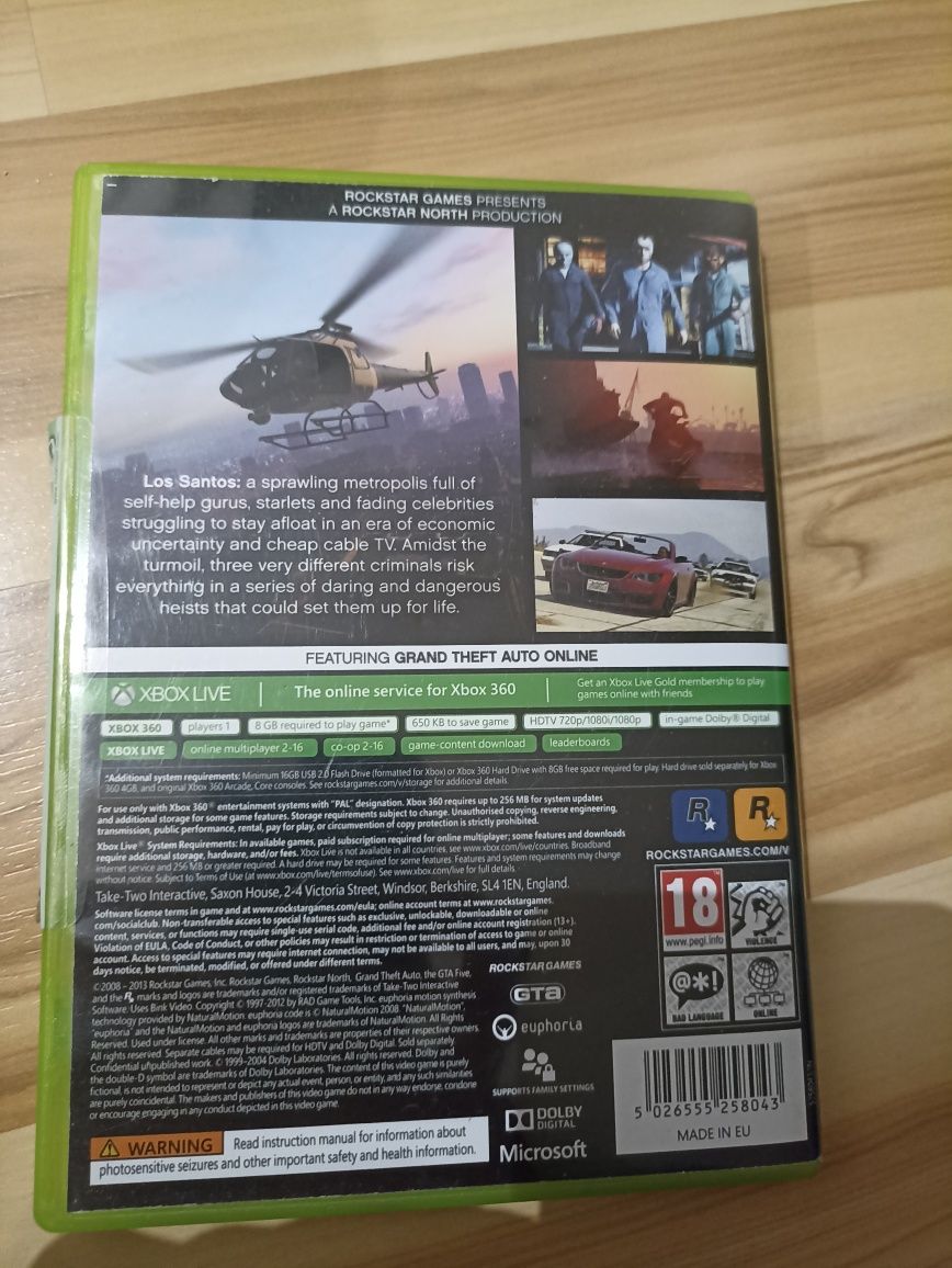 Zestaw 4 gier Xbox 360 – GTA V, NFS, Rango, Kinect – stan idealny!