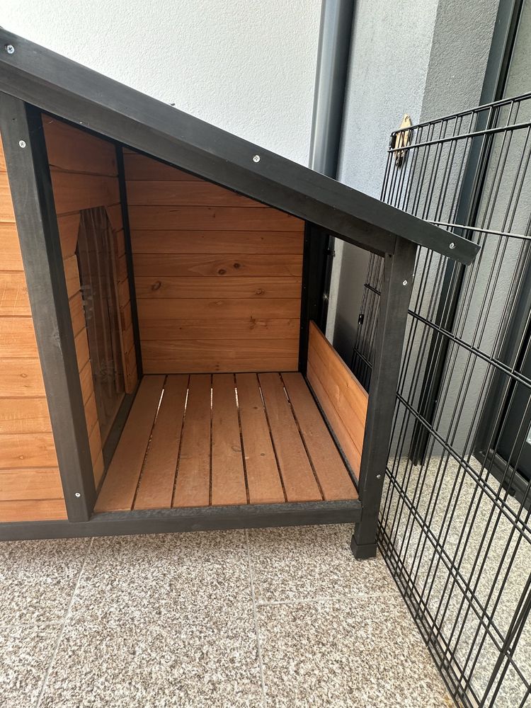 Casota de Madeira TK-Pet Rocky com Alpendre para Cão de Grande Porte