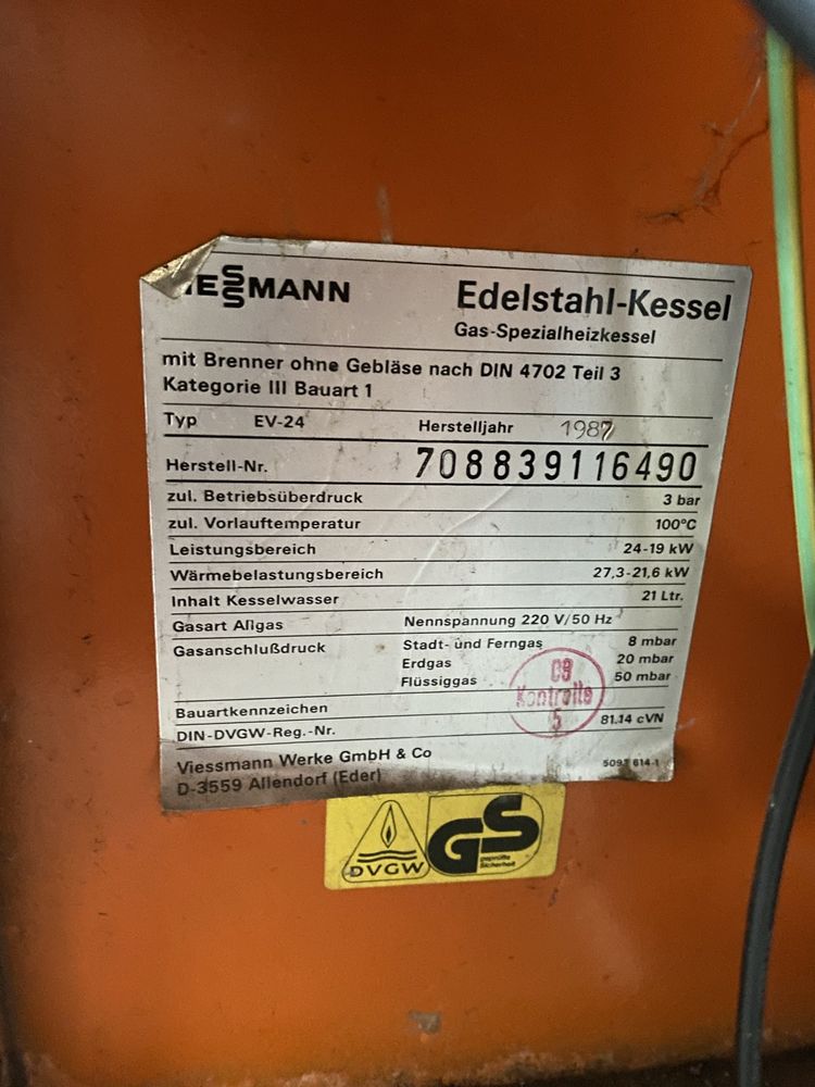 Viessmann edelstahl kessel piec gazowy na części